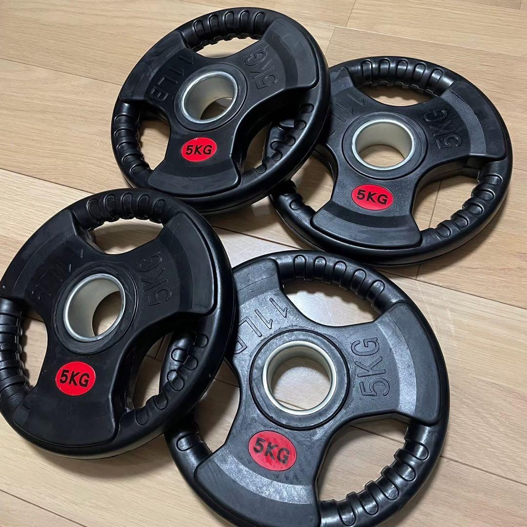 ▪️最安値▪️バーベルプレート 5kg×4枚 ラバー オリンピックシャフト 50mm