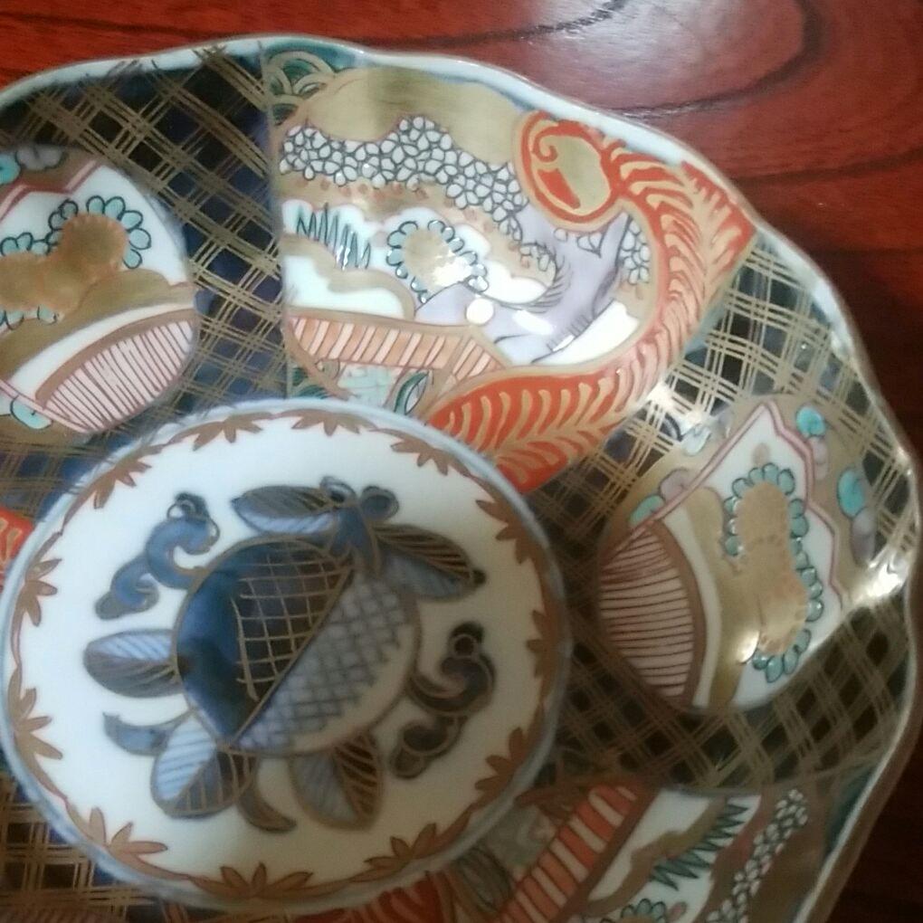 149  明治時代　伊万里焼　色絵金採　膾皿5客