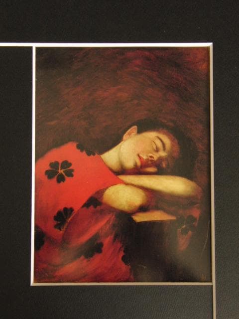 山本芳翠、眠れる女、希少な画集より、新品高級額・額装付