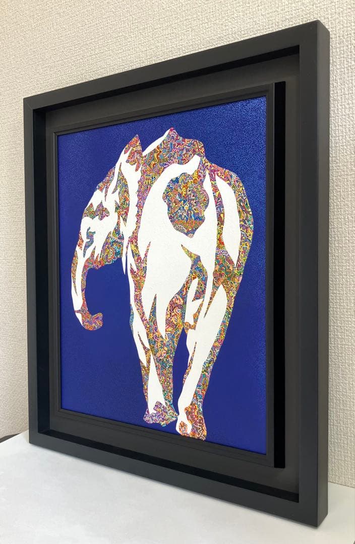 原画　象　動物画　絵画　アクリル画　現代アート　細密画　手描き　一点物