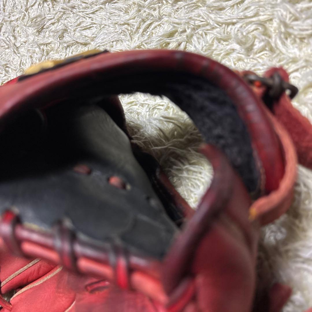 美津和 ミツワタイガー 少年軟式 野球グローブ 左投げ 赤 レッド 小指2本入可