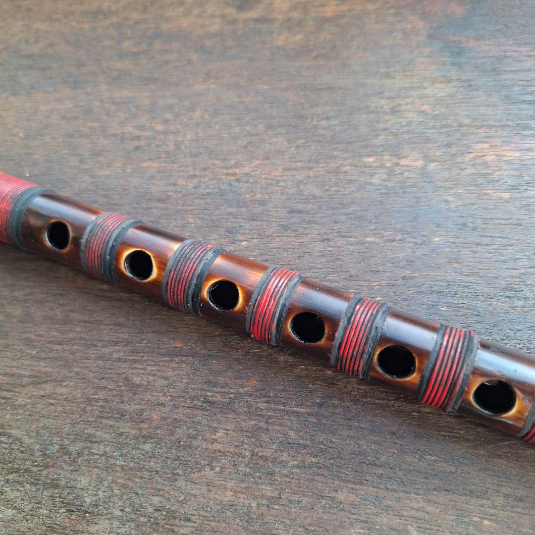篠笛　古典調　7穴　5本調子　燻風仕上げ　総巻き　超鐵仕様