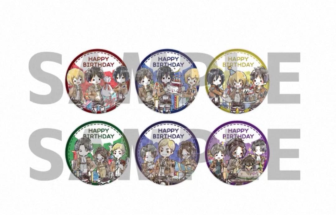 進撃の巨人 誕生日 バースデー グラフアートデザイン 缶バッジ 5種セット