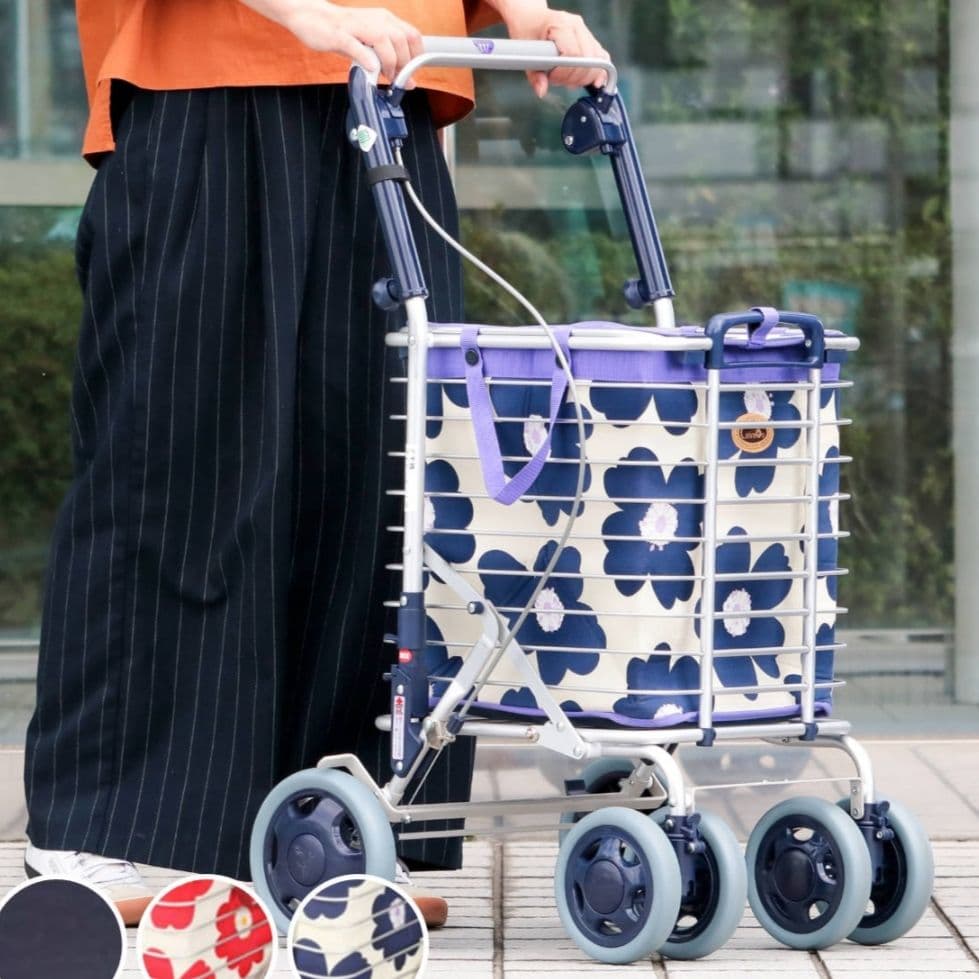 ⭐️美品⭐️ユーバ産業 ブレーキ付 アルミワイヤーカート 花柄