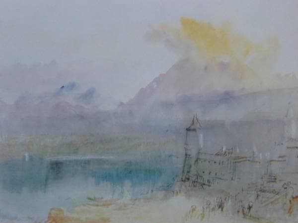 J.M.W.ターナー、ピラトゥス山の見える、希少画集画、新品額装付