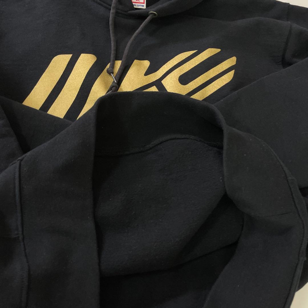 イマカツ　スウェット　パーカー　XLサイズ　ブラック×ゴールド