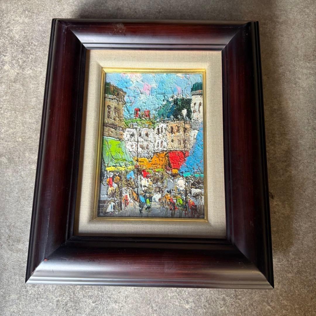 渡部ひでき　パリの街角　油彩画