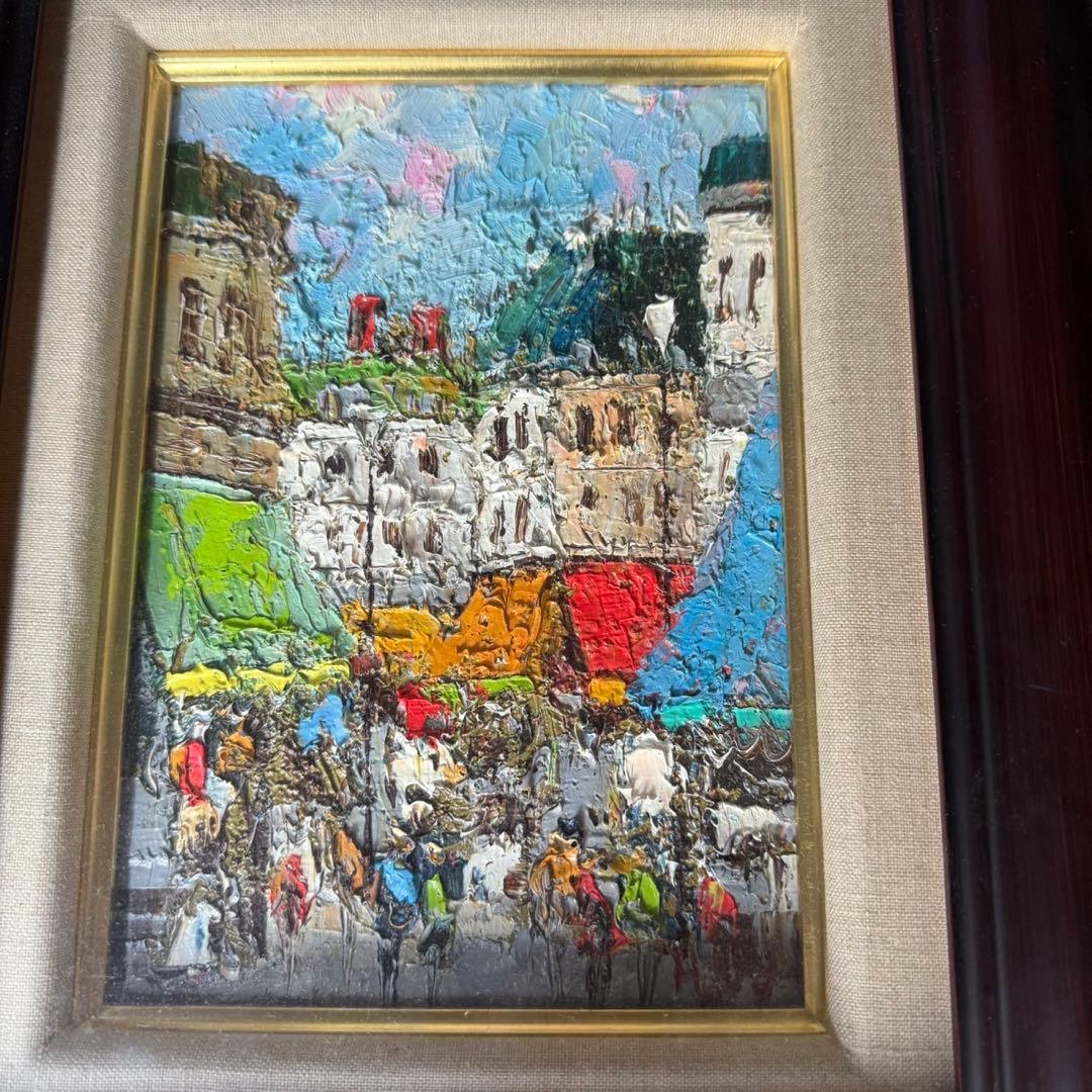 渡部ひでき　パリの街角　油彩画