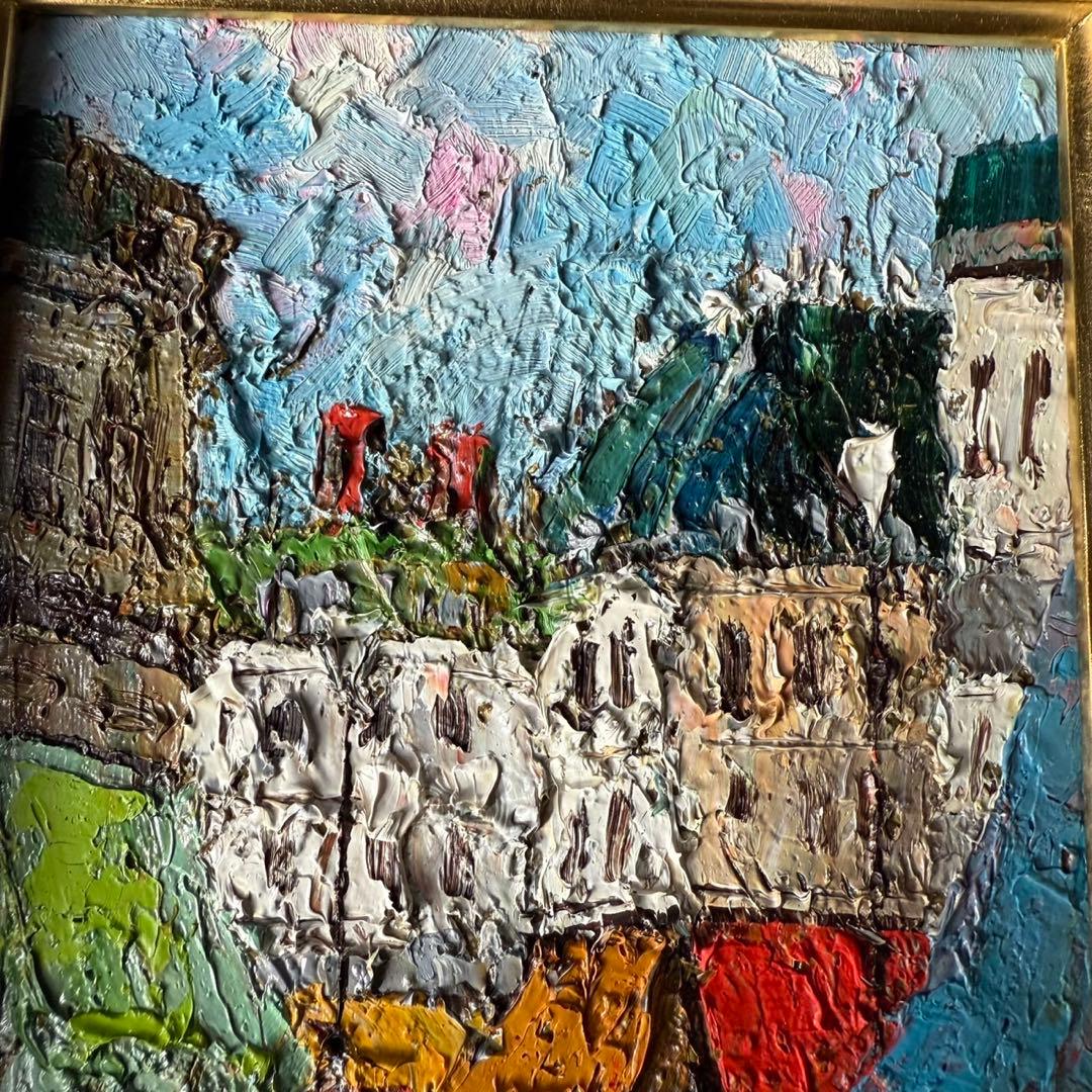 渡部ひでき　パリの街角　油彩画