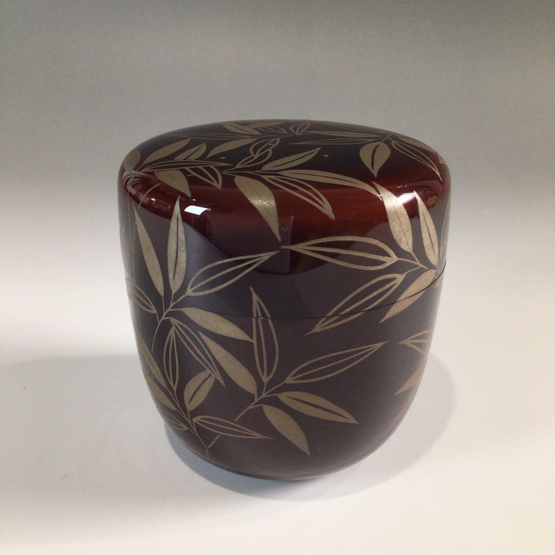 Ｐ６２９　棗　『吉田一峰作』『溜塗』『惺斉好』『笹蒔絵』『中棗』　共箱　茶道具