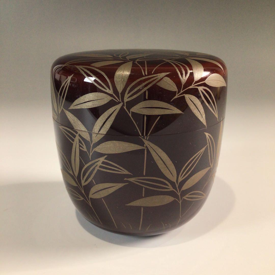 Ｐ６２９　棗　『吉田一峰作』『溜塗』『惺斉好』『笹蒔絵』『中棗』　共箱　茶道具