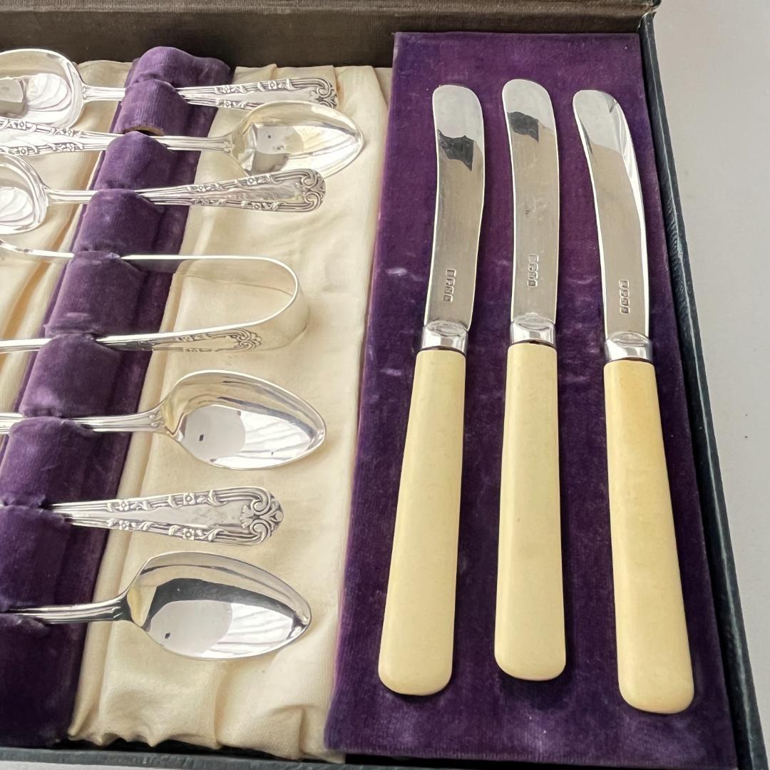 【英国】 アフタヌーンティーセット ティーナイフ ティースプーン トング ケース