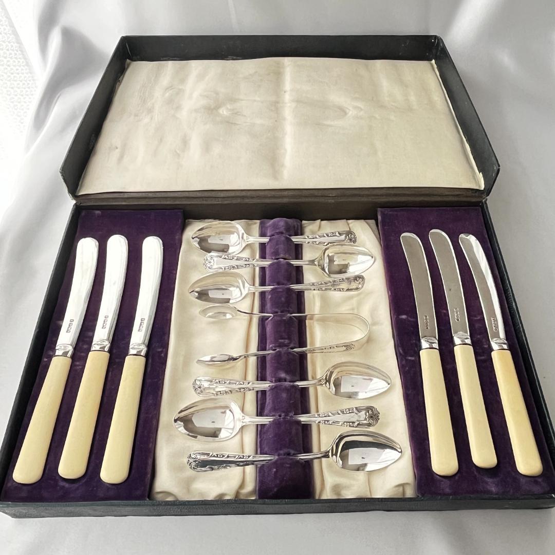 【英国】 アフタヌーンティーセット ティーナイフ ティースプーン トング ケース