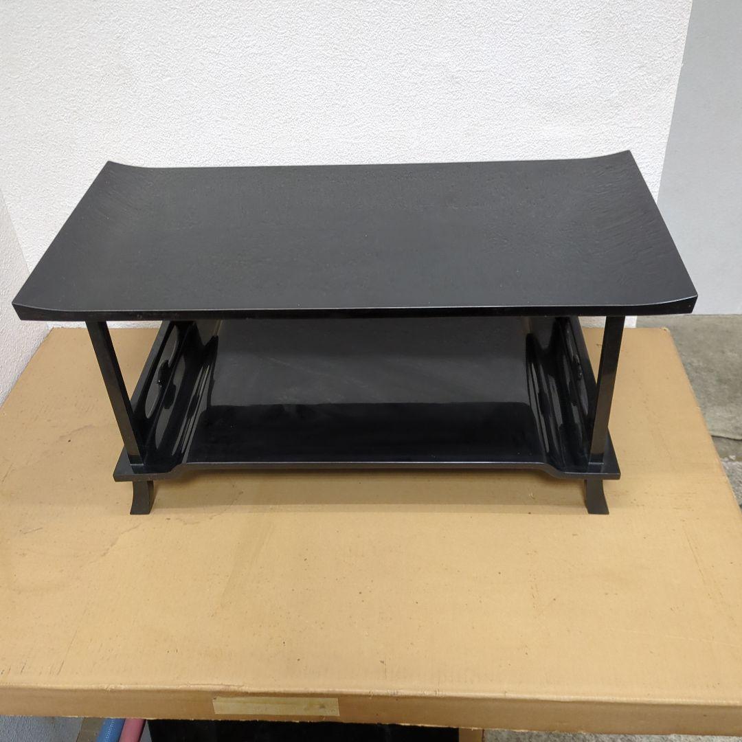 骨董　飾り台　木製　漆器　真塗　台　二段　盆栽　置物　棚