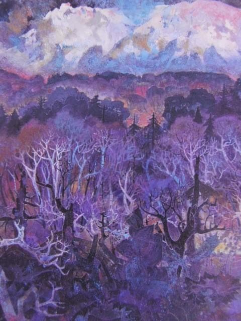 斎藤清策、【晩秋】、希少な額装用画集より、新品額装付、状態良好