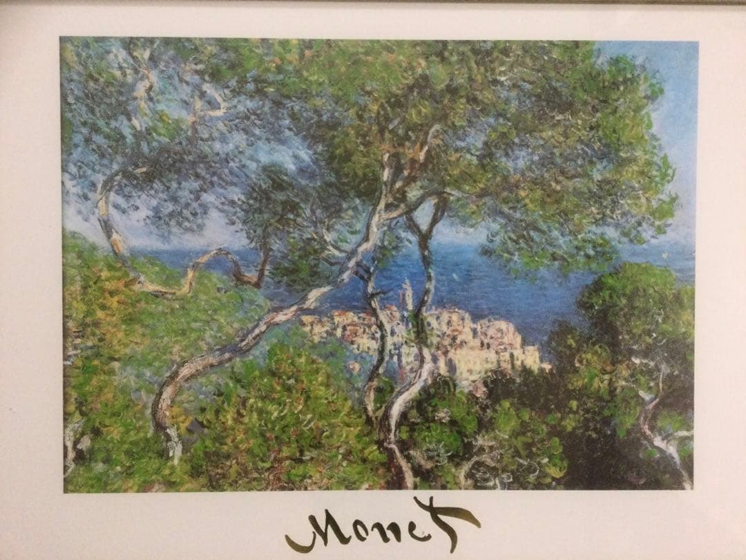 額縁.絵画.イタリア製.クロード・モネ.ボルディゲラの情景.輸入雑貨.新品未使用