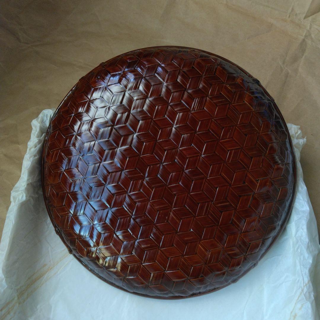 漆器　竹80亀甲鉢　溜春慶　瓢箪