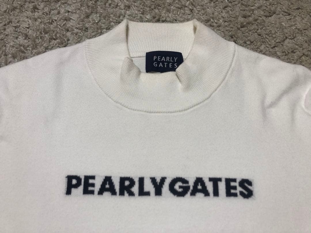 PEARLY GATES・パーリーゲイツ⚫︎コットンモックネックニット白2