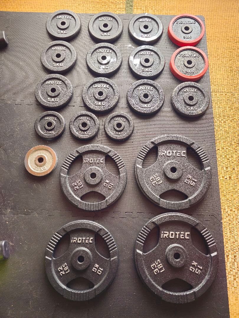 【岡山県内で直接手渡し限定】プレート重量120kg+ベンチ+バーベル+EZバー