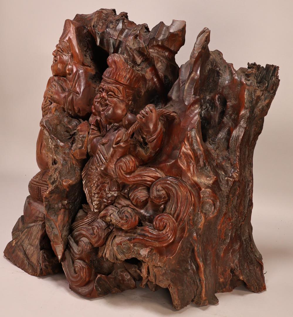 BK238　木彫　恵比寿像　大黒像　東洋彫刻　仏教美術　置物　床飾り　オブジェ