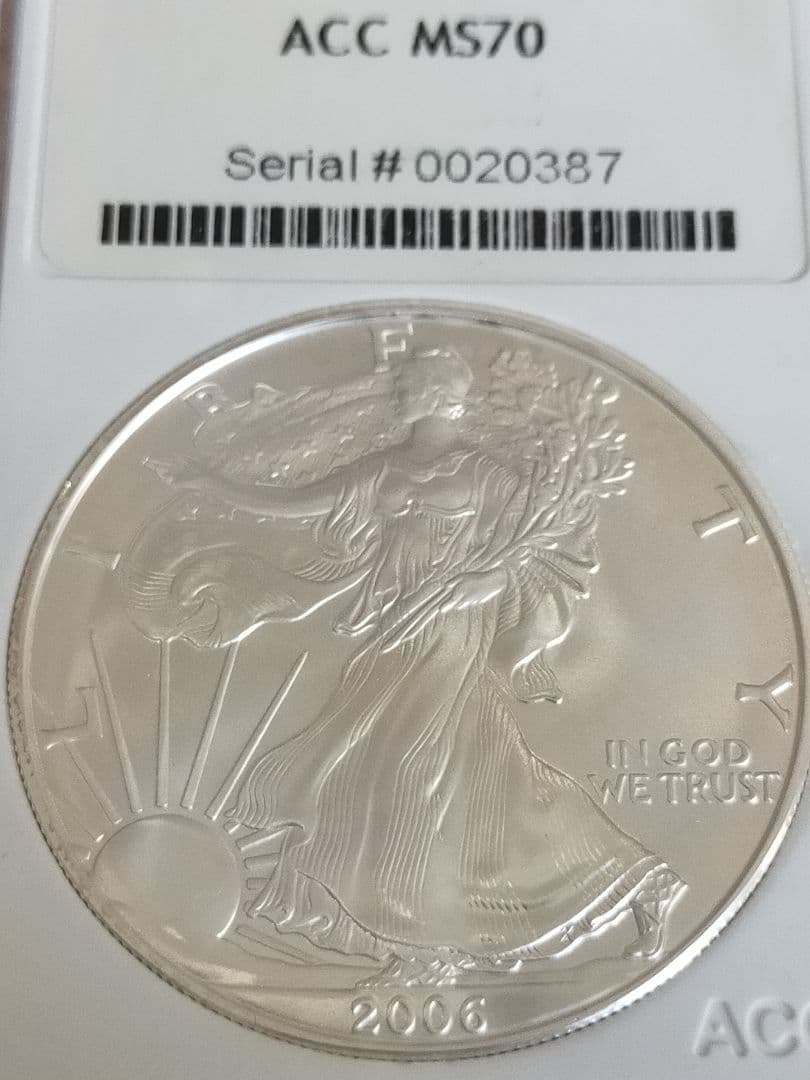 アメリカン イーグル純銀貨 ウォーキングリバティ 1オンス　ACC最高70