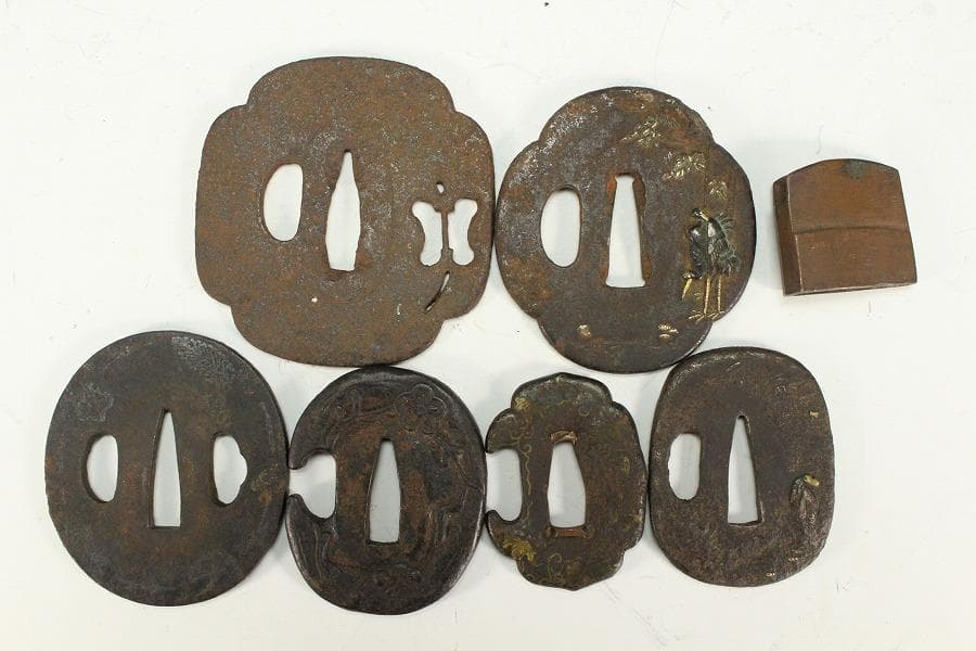 武具甲冑 刀 装具 鍔 六件 まとめて(K-A148)