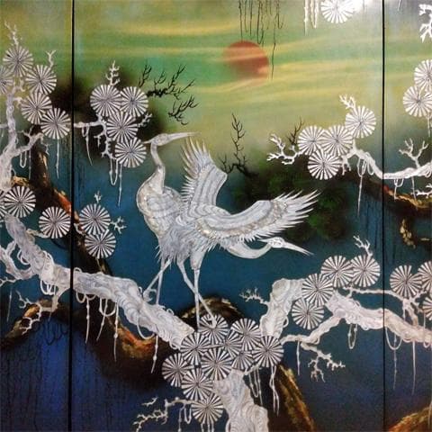 ★特大238㎝　螺鈿　らでん　壁掛け/壁飾り4枚組　沖縄本島引取限定　現物確認可