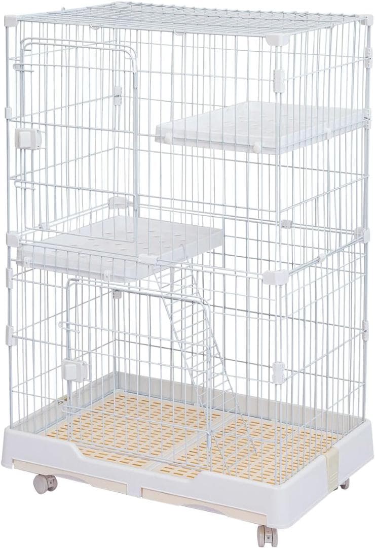 Shinyever 猫 ケージ キャットケージ 猫ゲージ 大型(ホワイト 2段)