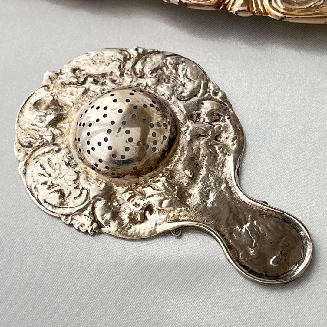 【ドイツ】 天使とチェラブのティーストレナー【純銀】11cm 42g