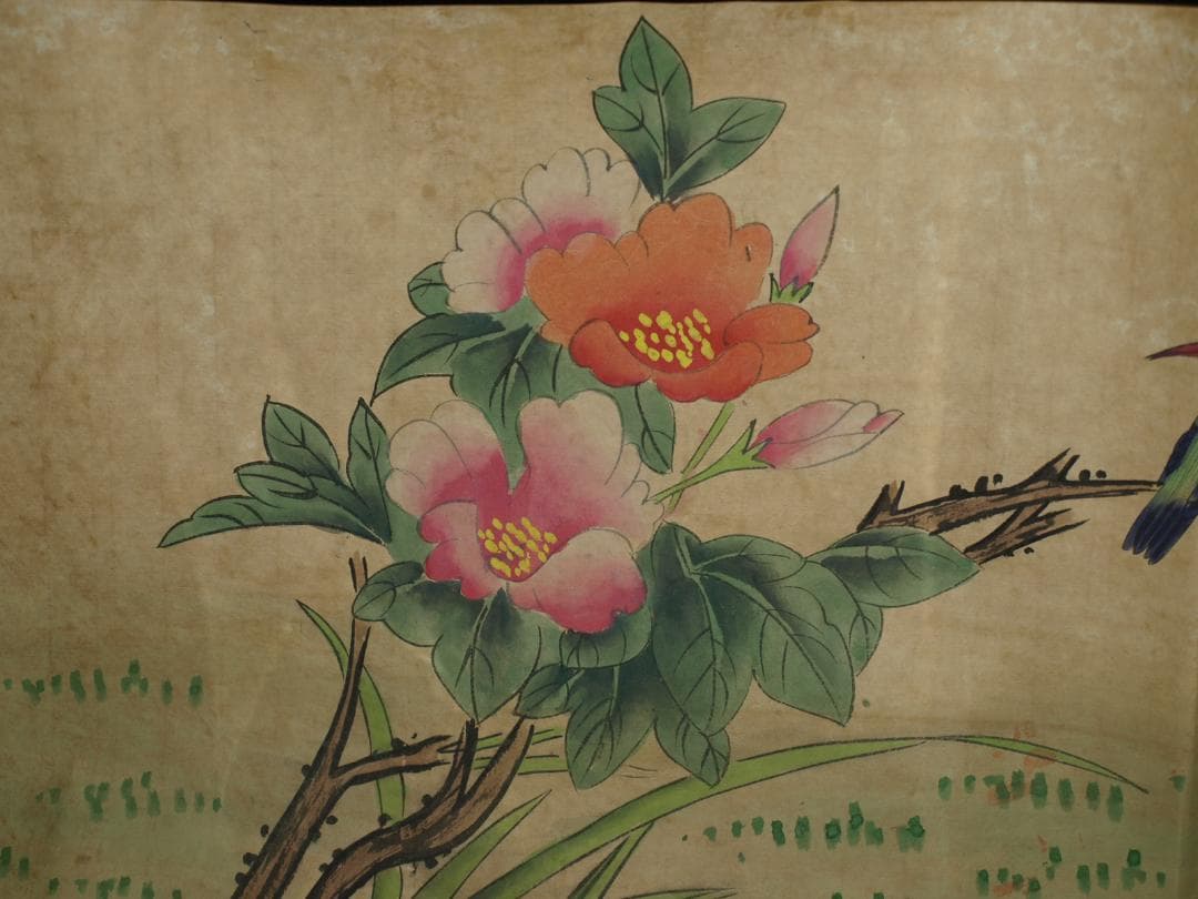 中国古美術 明時代の絵　仇英作　掛け軸　鳥図　骨董品 BD061A12-4