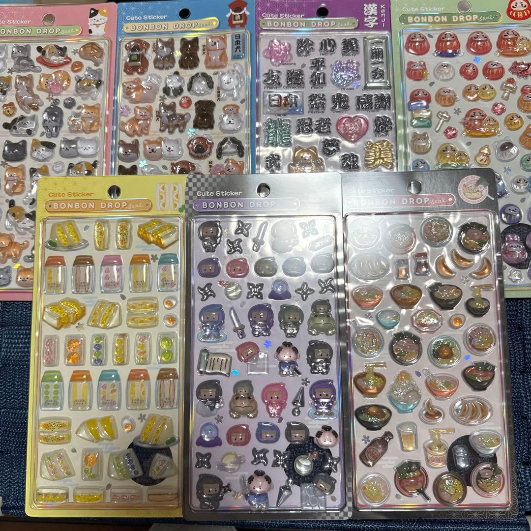 【正規品】ボンボンドロップシール 和柄 新作 サンドイッチ 忍者 犬 猫だるま