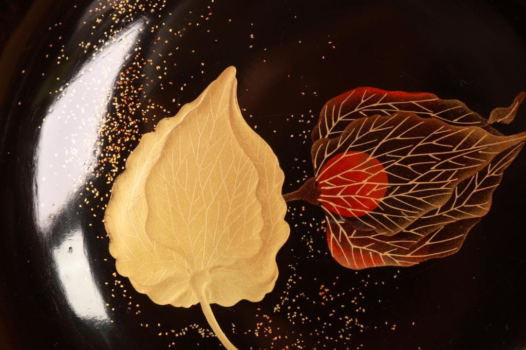 turu　BJ023 時代輪島塗　鬼灯図金蒔絵　吸物椀　八客　木製