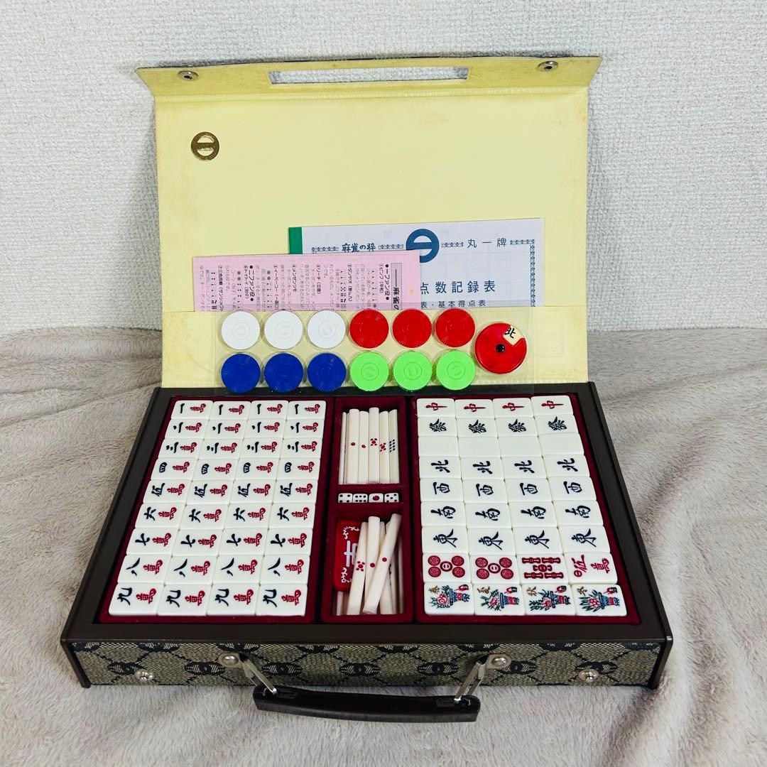 【ほぼ未使用】ミズノ丸一麻雀牌　金文字花牌　昭和レトロ　高級牌　背黄