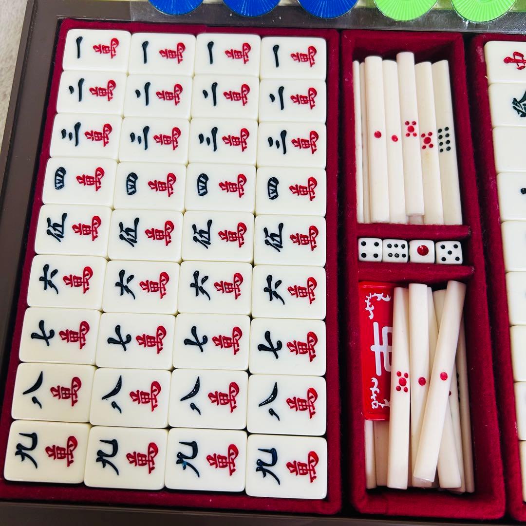 【ほぼ未使用】ミズノ丸一麻雀牌　金文字花牌　昭和レトロ　高級牌　背黄