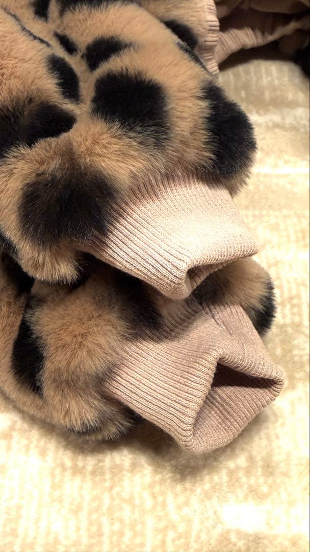 USHH エコファーレオパードジップアップロンパース：ブラウン　S　イタグレ