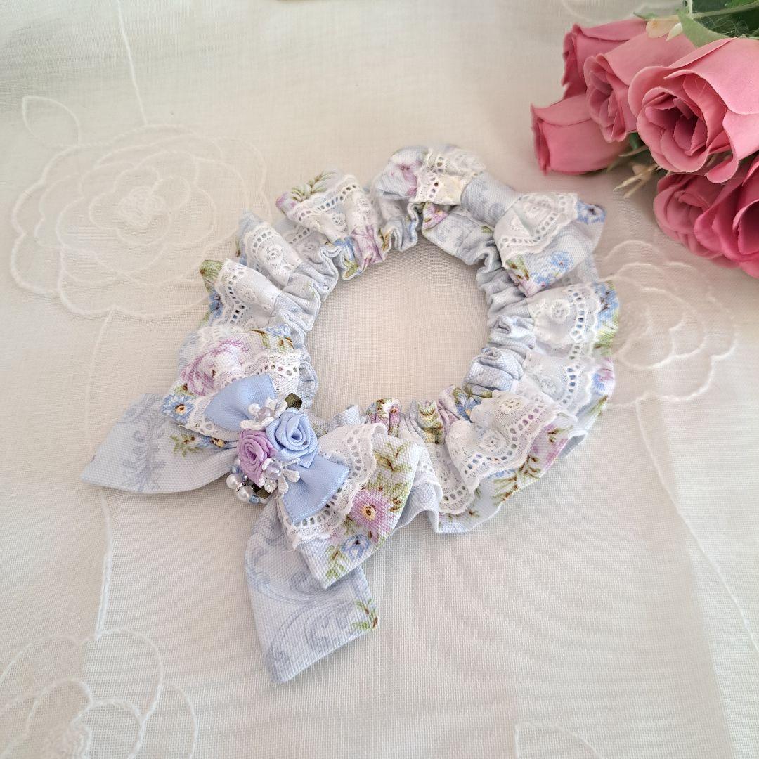 短毛シュシュ(ブルーローズ)わんちゃん猫ちゃん用