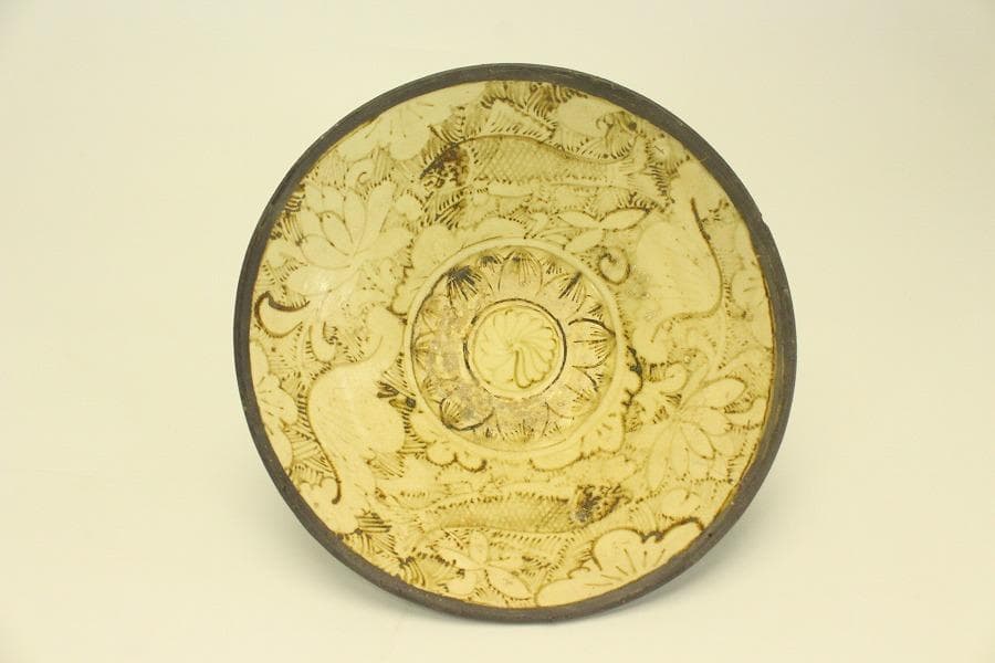 中国美術 蓮花魚紋 碗 古美術(LC998)