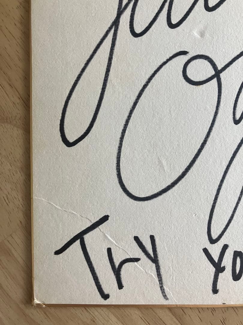 尾崎豊 直筆サイン色紙 Rock'n Roll Try your Best!