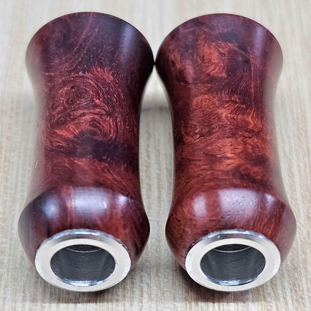「本花梨瘤(特紅)2個セット」手作り木製ウッドハンドルノブ／シマノA、ダイワS