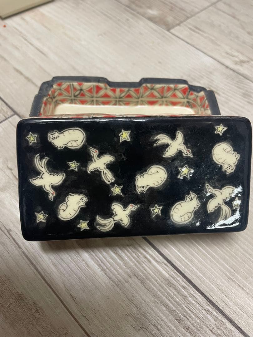 ナスミドリ　希少　陶箱　蓋物　値引き不可