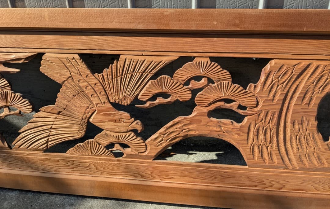 欄間　2枚セット　木製彫刻装飾