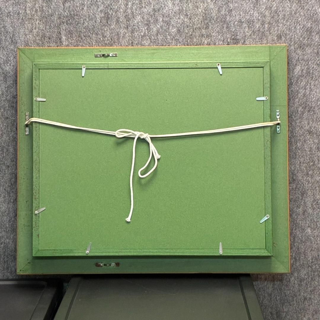 ちぎり絵　秋たけなわ　紅葉の湖畔　額入り　570×480mm