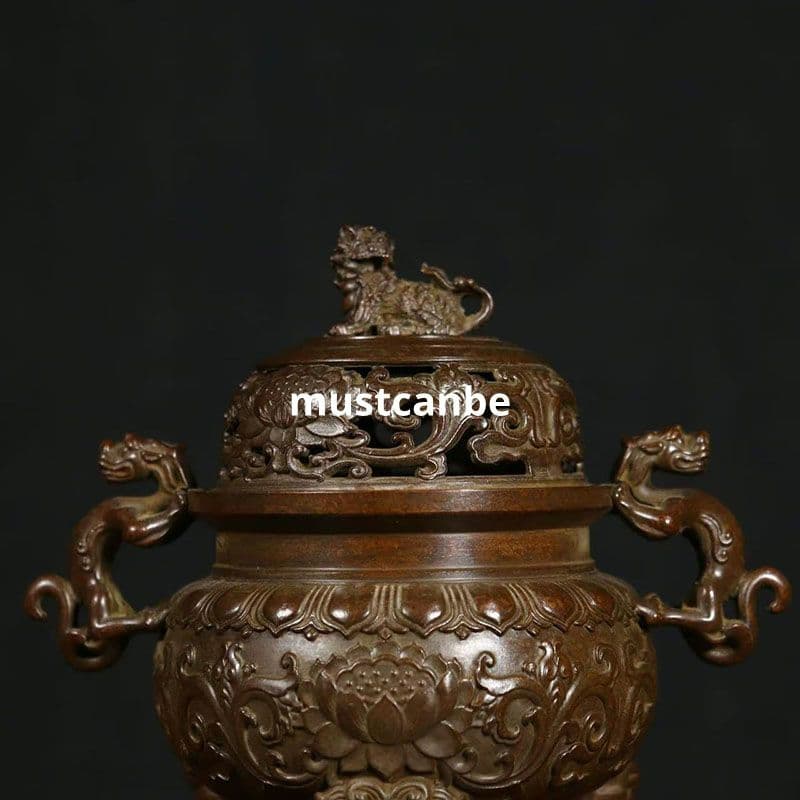 銅器 香炉 チ竜耳三足薫香炉 美品 縁起物 香道具 工芸品 置物