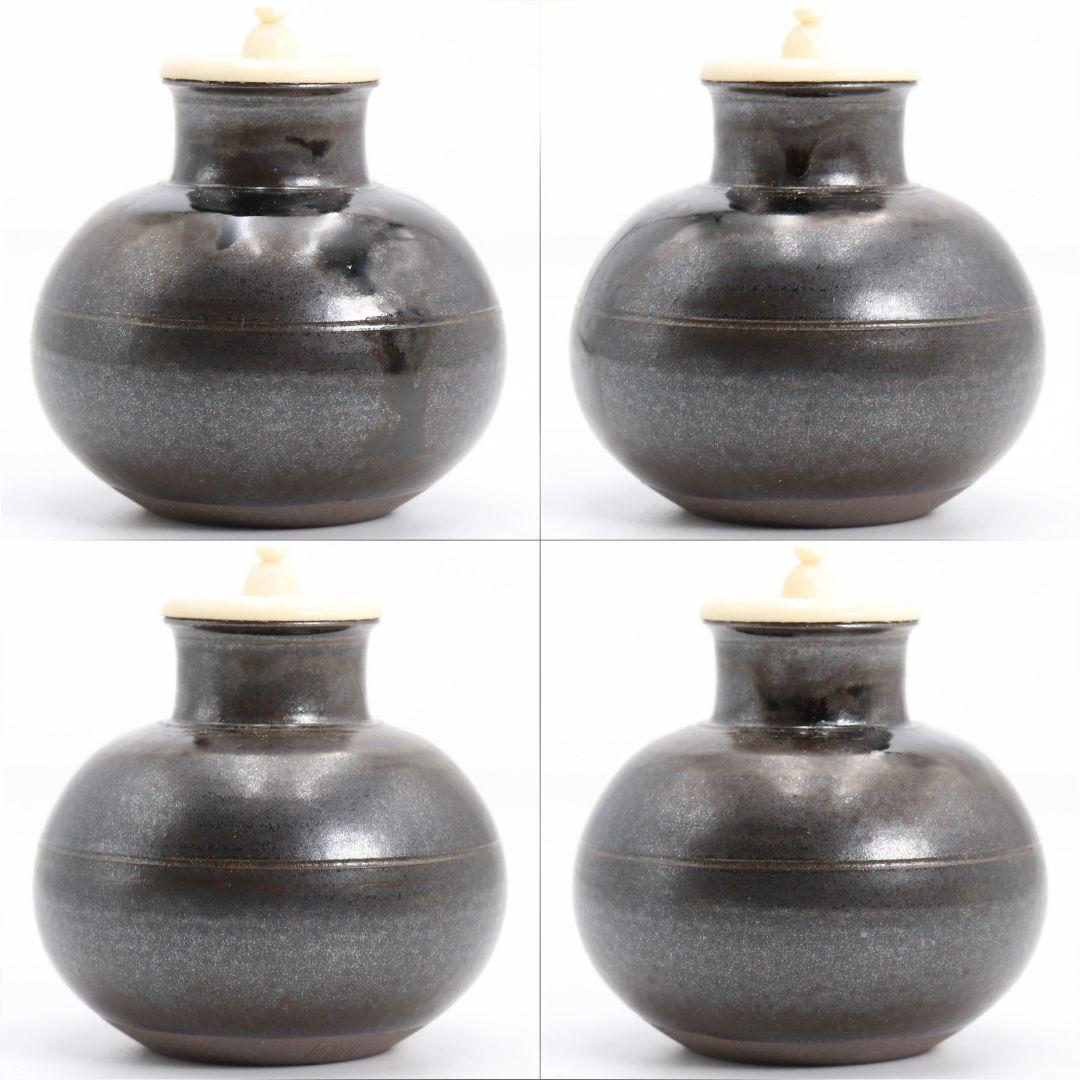 笹田有祥作 摸 唐物大名物 早苗丸壷茶入 宗薫緞子仕覆付 茶道具　V904　N9