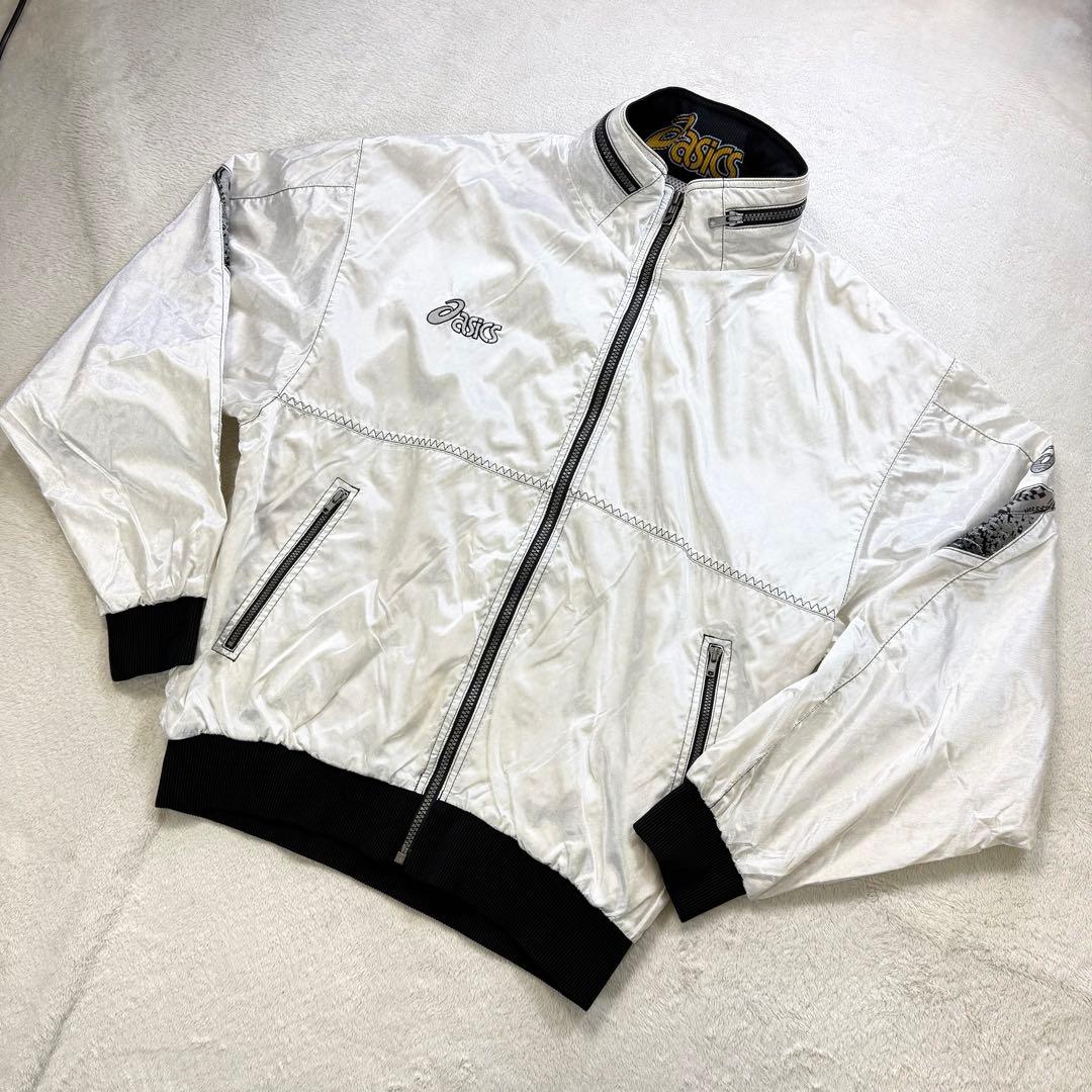 希少‼️90s ASICS セットアップ ウインドブレーカー 光沢 白 XL日本製