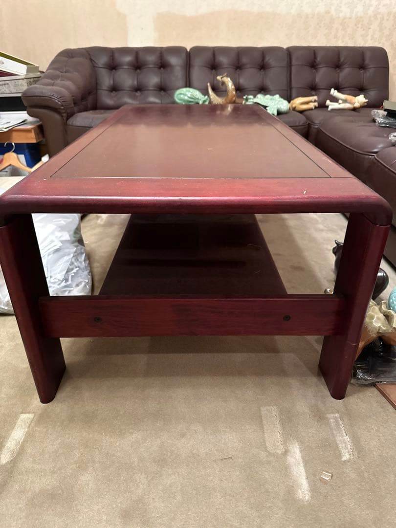 【お値下げ！超美品！たのメル便で発送】カリモク　木製ダークブラウン座卓 収納付き