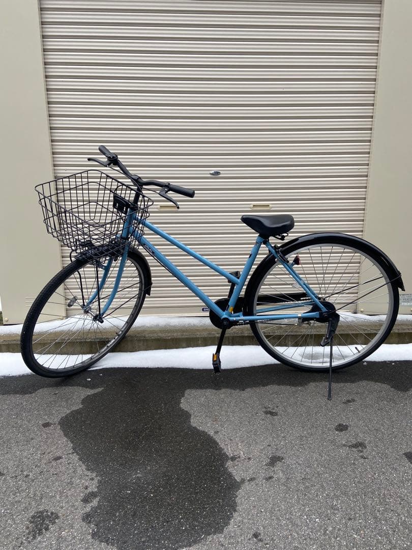 ブルーグレー シティサイクル 27インチ 前バスケット付き
