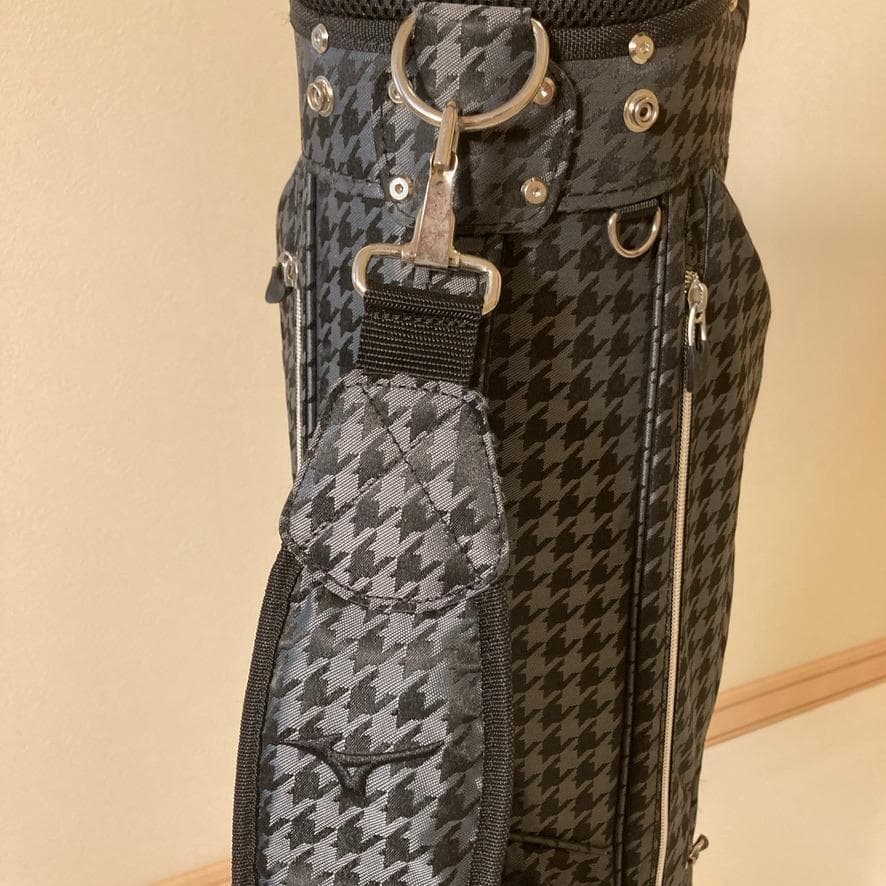 【SI】MIZUNO　千鳥格子柄 キャディバッグ ゴルフ 5分割 自立式