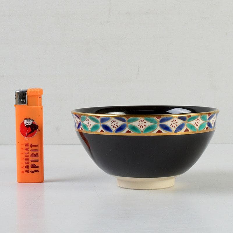 クローバー　茶道具　橋本紫雲作　黒釉　数茶碗　四客まとめて　V　9596