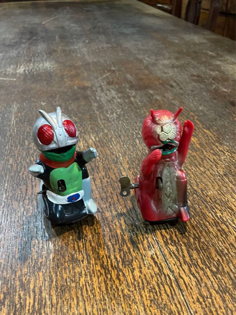 当時物ゼンマイ ソフビ 歩行玩具 小 仮面ライダーと蜘蛛男 2体 昭和レトロ